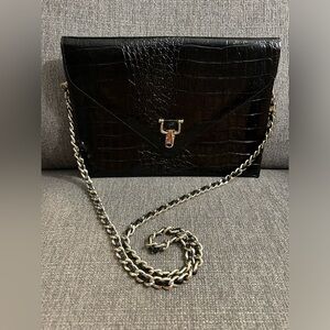 Vintage black leather purse with amazing hardware & strap